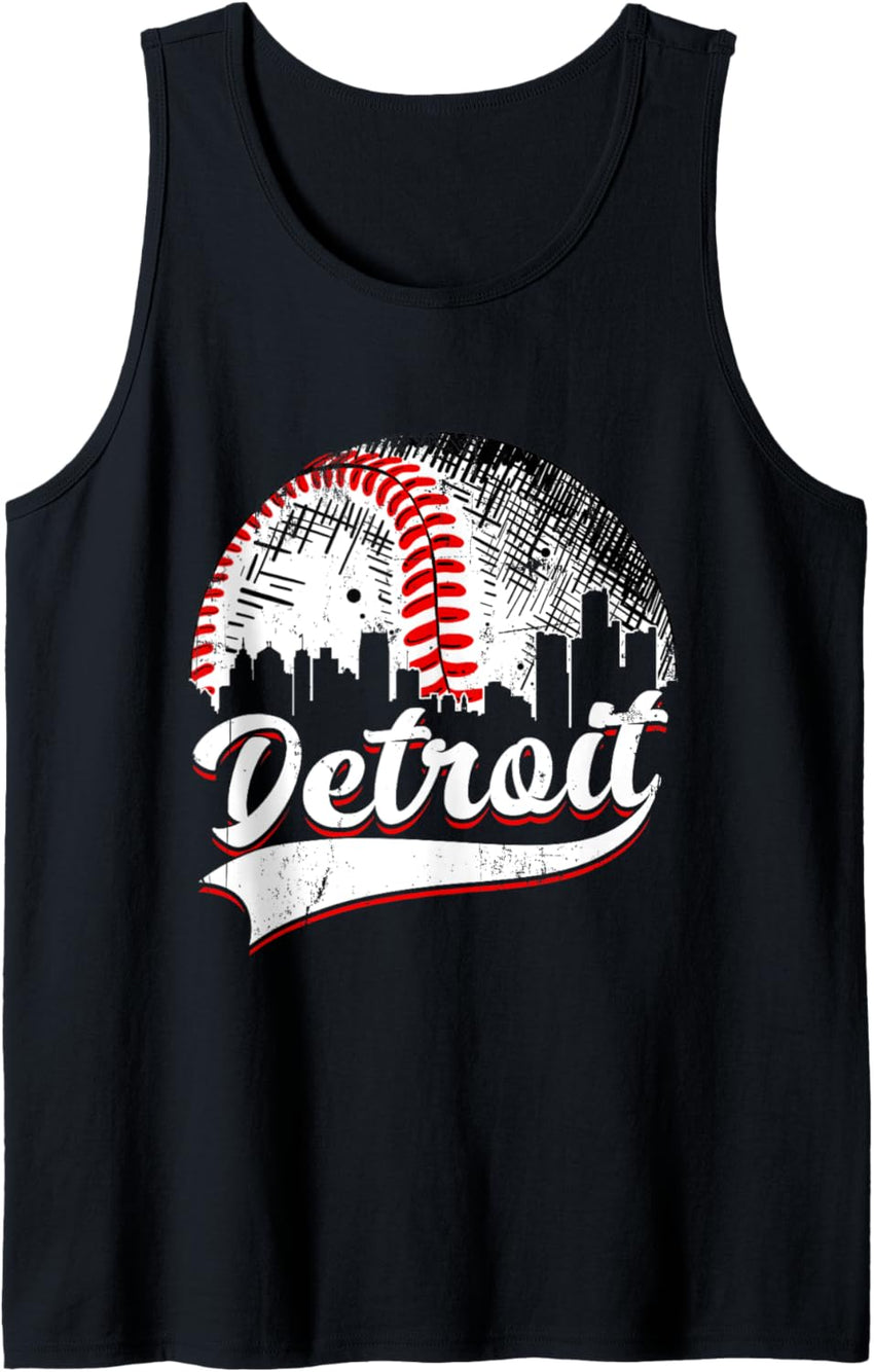 Vintage Detroit Baseball Lover Men Women Game Day Tank Top