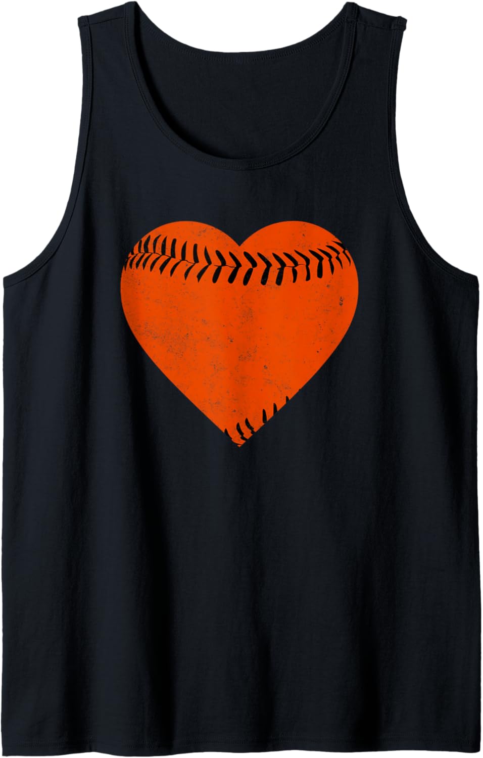 Vintage Orange and Black Baseball Heart Tank Top