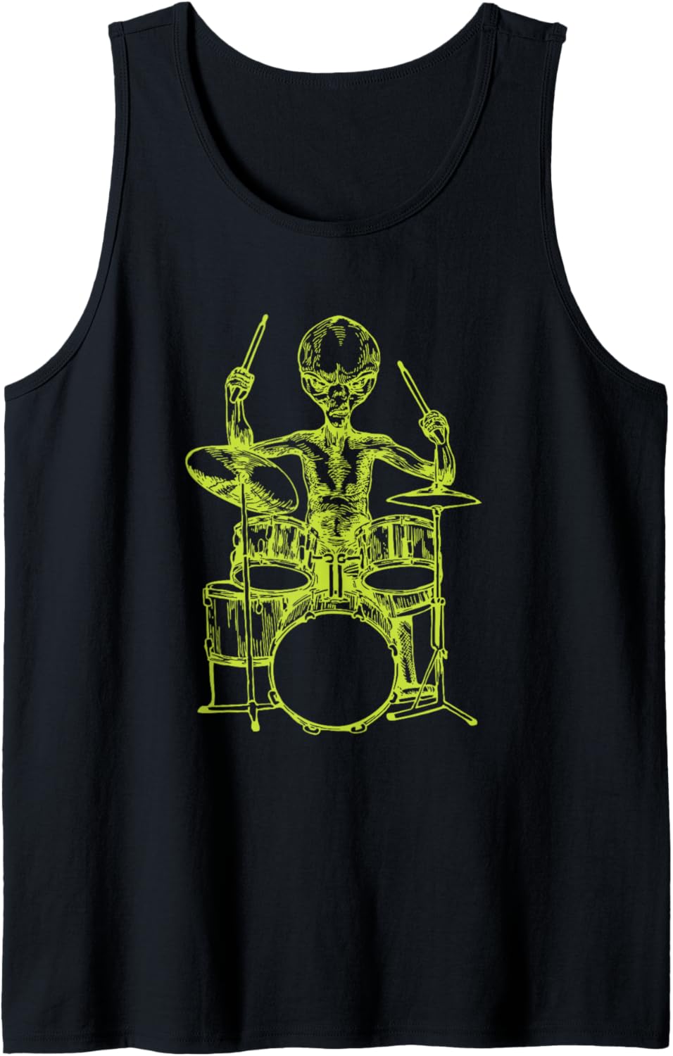 Alien Playing Drums Funny Drummer Musician Rock Music Band Tank Top