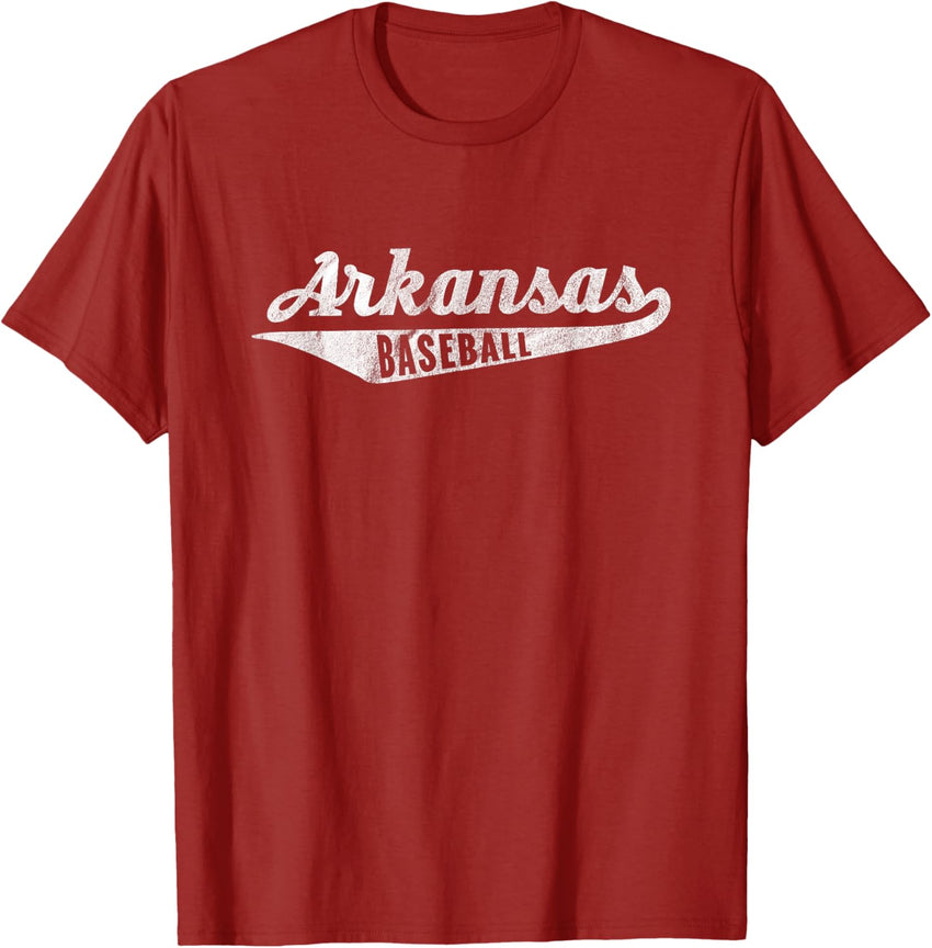 Arkansas Baseball Script Vintage Distressed
