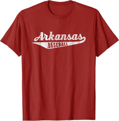 Arkansas Baseball Script Vintage Distressed