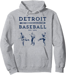Classic Detroit Baseball Fan Retro Hoodie Pullover Hoodie