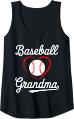 Womens Baseball Grandma Shirt Women Baseball Heart Mothers Day Tank Top