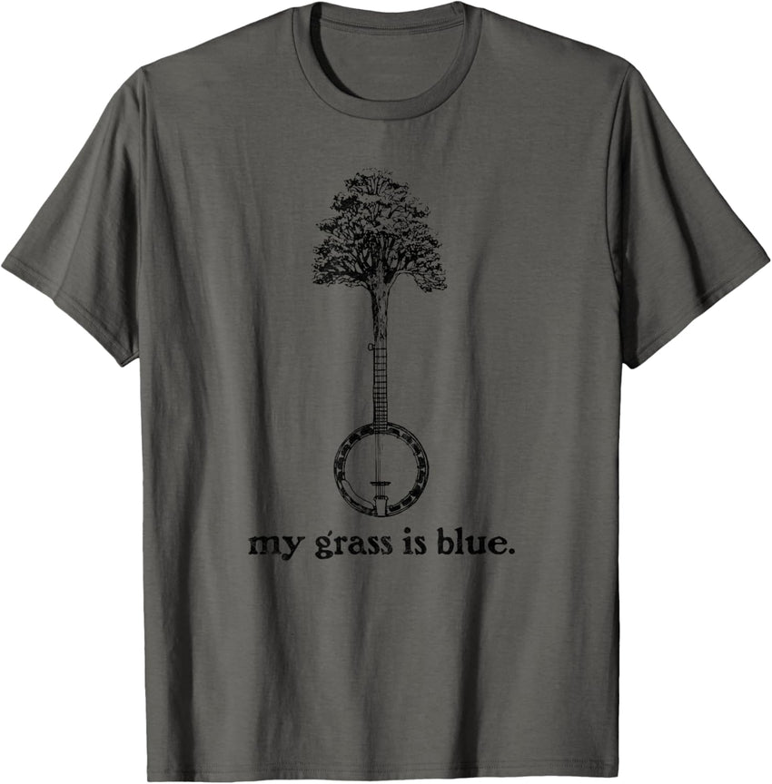 Banjo Tree My Grass Is Blue Vintage Bluegrass Design