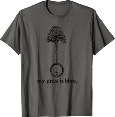 Banjo Tree My Grass Is Blue Vintage Bluegrass Design