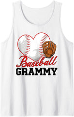 Baseball Grammy Heart Grammy Of A Baseball Player Grammy Tank Top