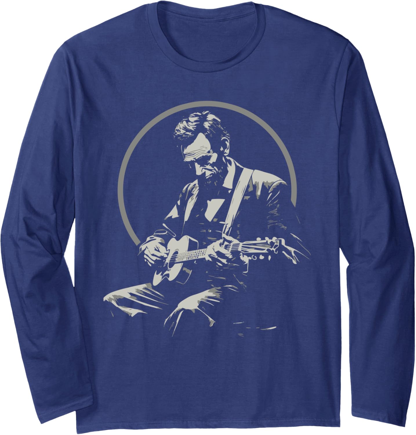 Abraham Lincoln Playing Guitar Retro Founding Fathers Long Sleeve