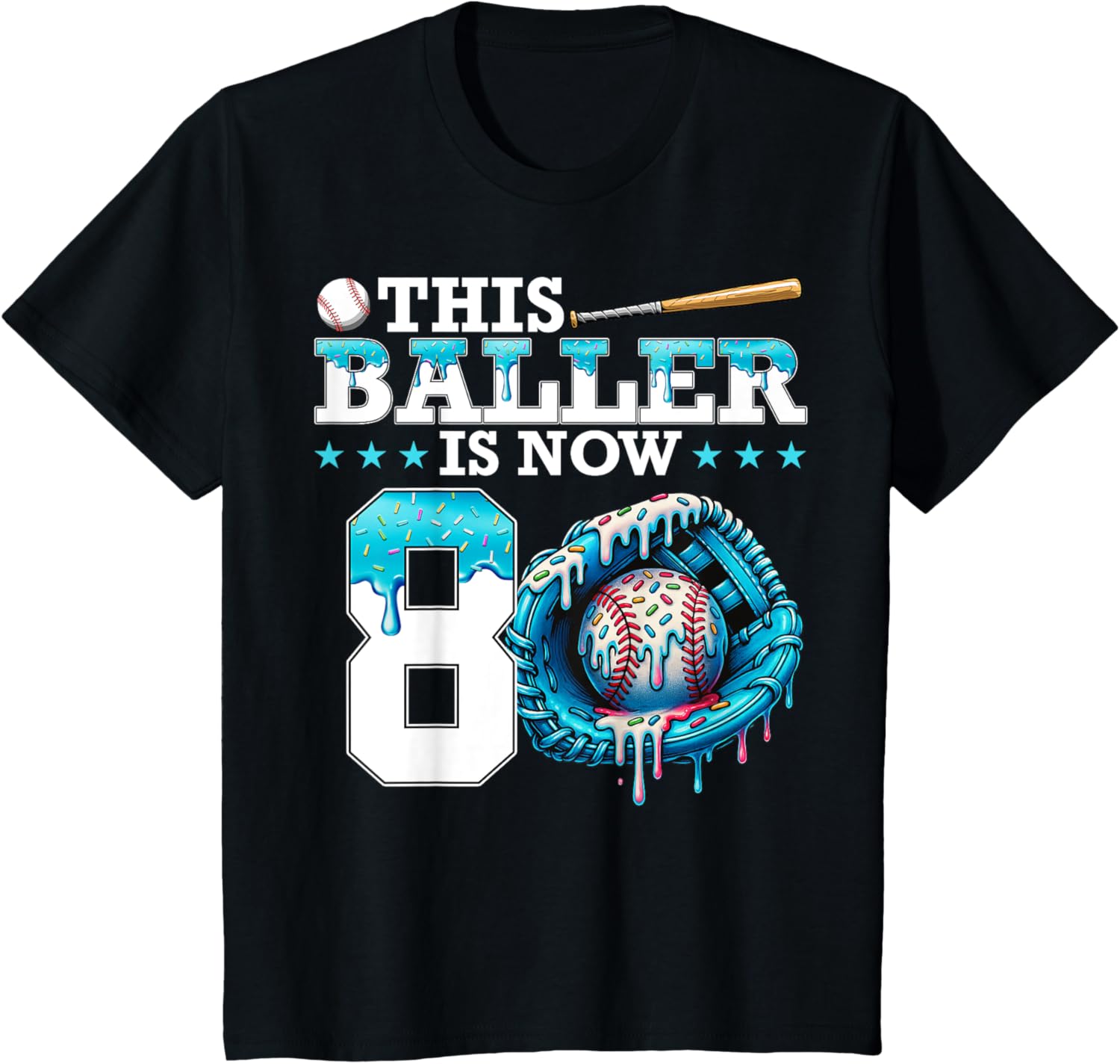 Kids Baseball Drip 8th Birthday Party Sport Fan Boy 8 Years Old