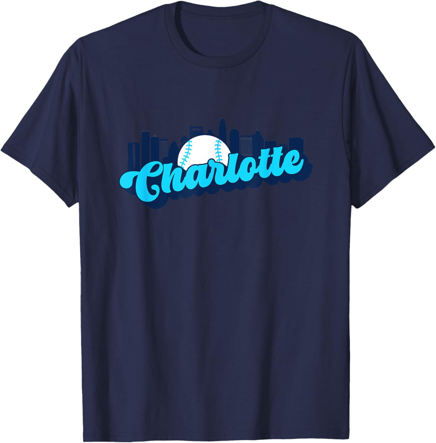 Charlotte Baseball Vintage City Skyline Retro Baseball Lover