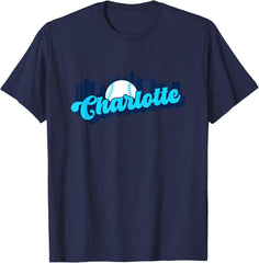 Charlotte Baseball Vintage City Skyline Retro Baseball Lover