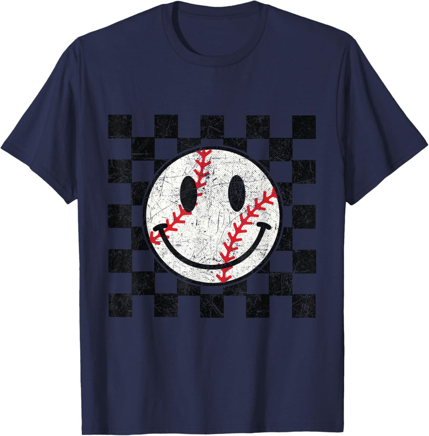 Baseball Smile Checkered Funny Sport Humor
