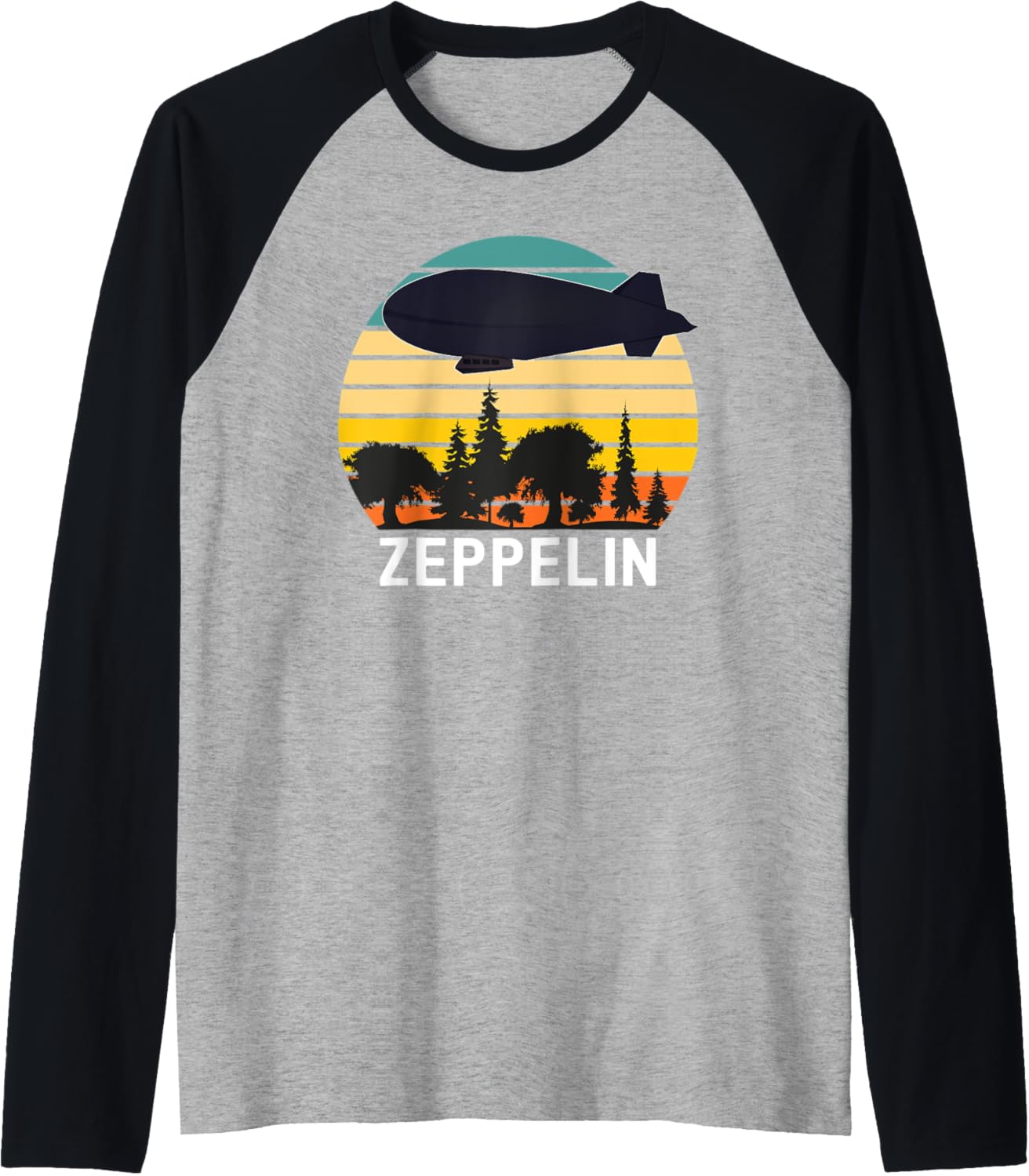 Vintage Retro Zeppelin - Dirigible Airship Raglan Baseball Tee