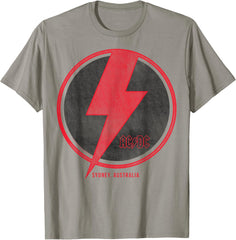 AC\/DC - Lightning Bolt T-Shirt - Unisex-Adults, Unisex-Kids - Grey - Small - Short Sleeve - Classic Fit - Official Collection
