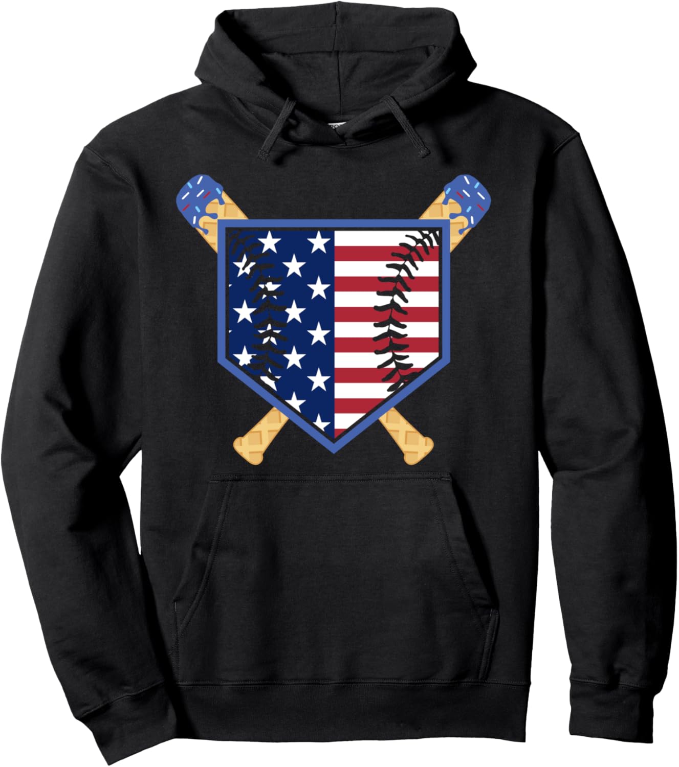 Baseball Drip Boys Ice Cream Patriotic American Flag Pullover Hoodie