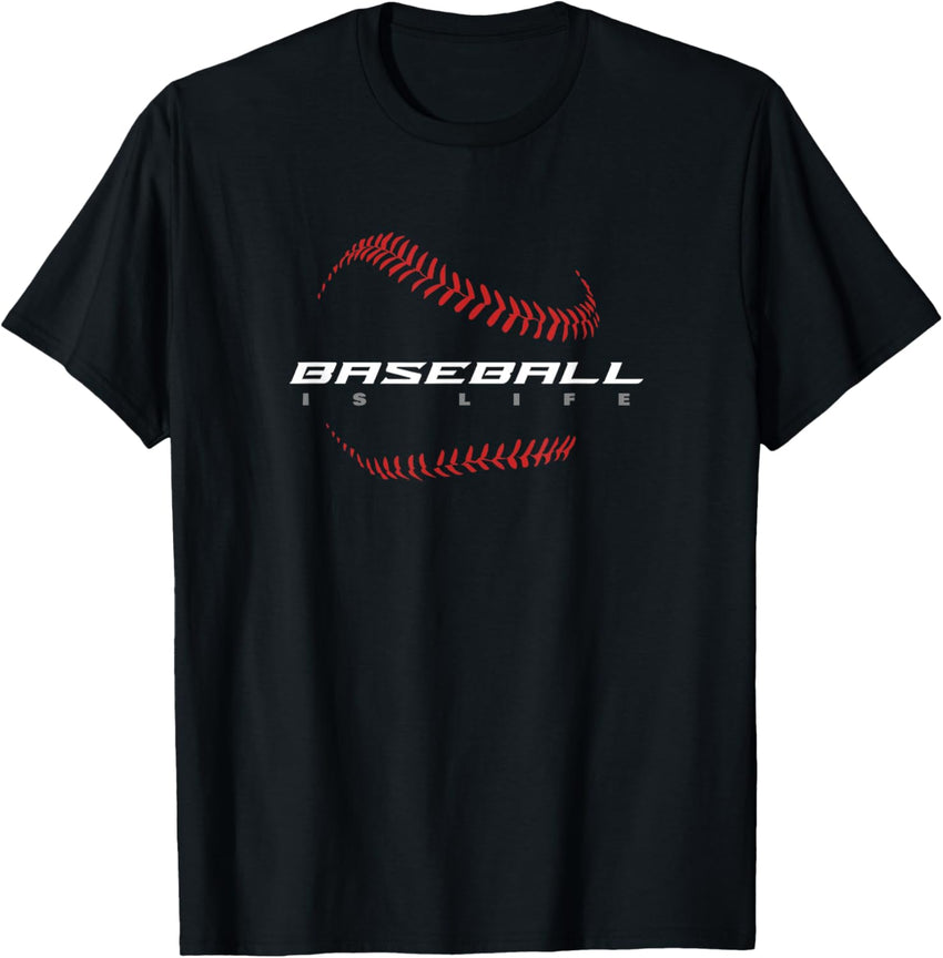 Baseball - Baseball is Life \/ Fan - Stylish Baseball T-Shirt, Small, Black