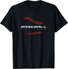 Baseball - Baseball is Life \/ Fan - Stylish Baseball T-Shirt, Small, Black
