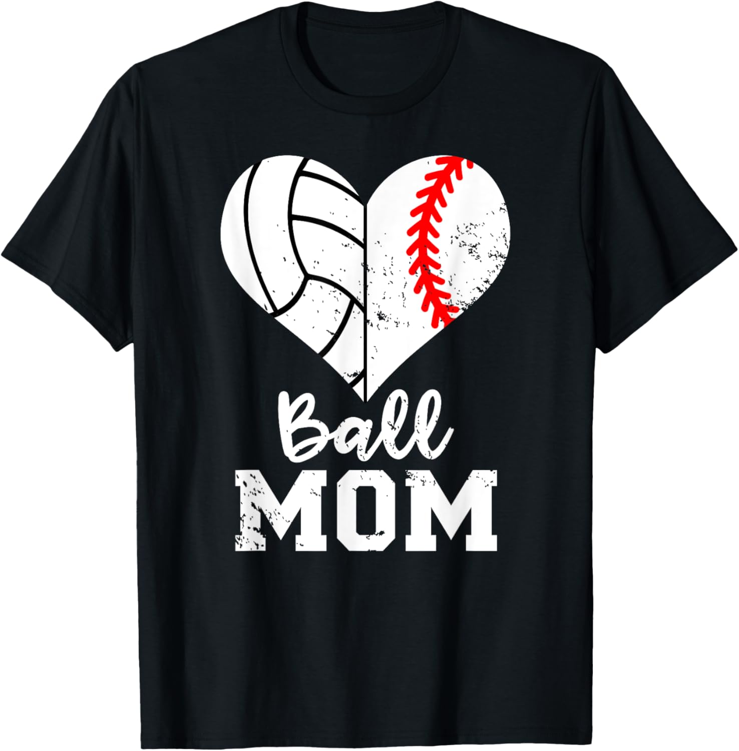 Ball Mom Heart Funny Baseball Volleyball Mom