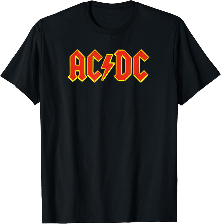 AC\/DC Rock Music Band Yellow Outline Red Logo