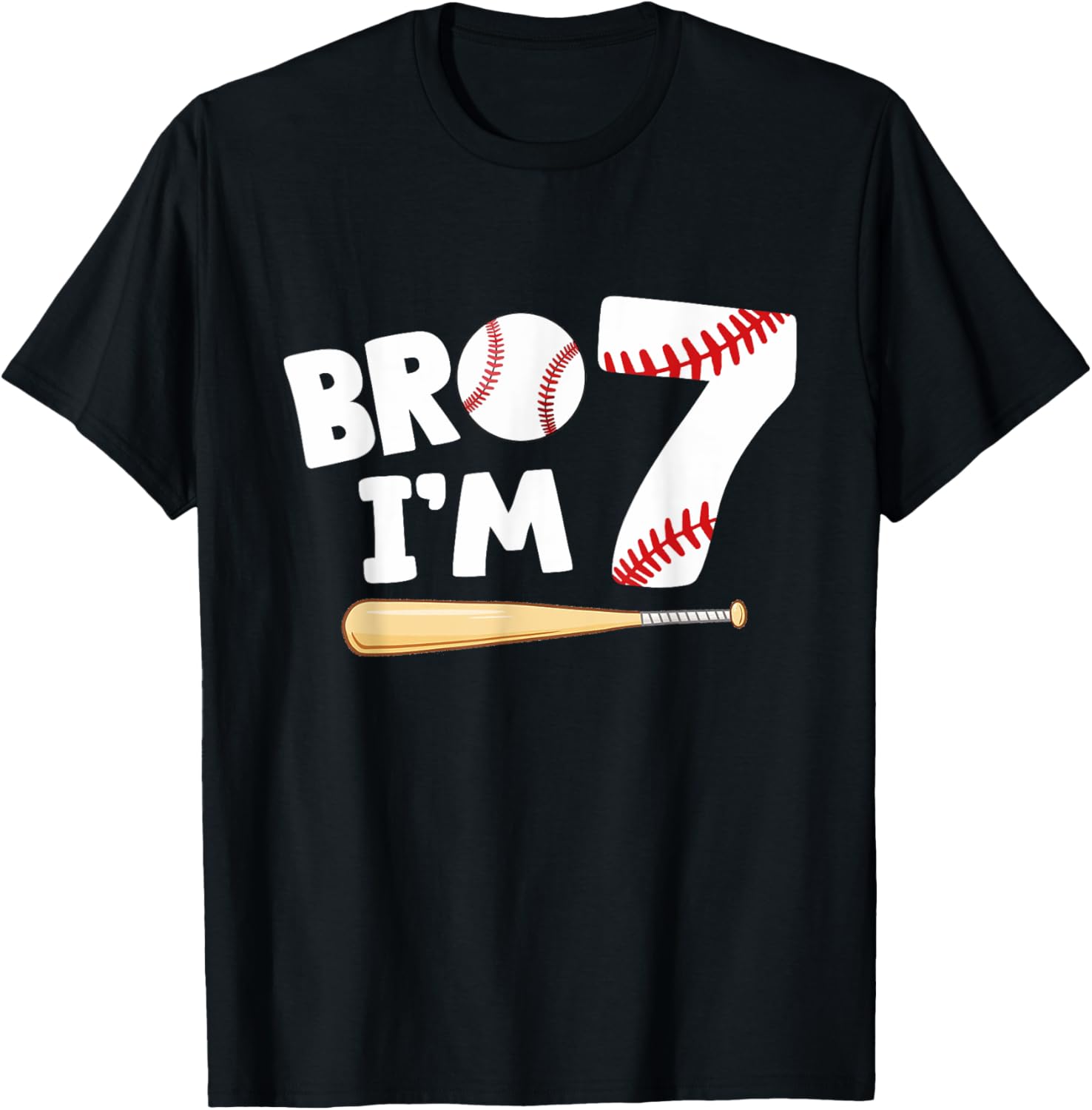7th Birthday Shirt Boy Bro I'm 7 Year Old Baseball Theme