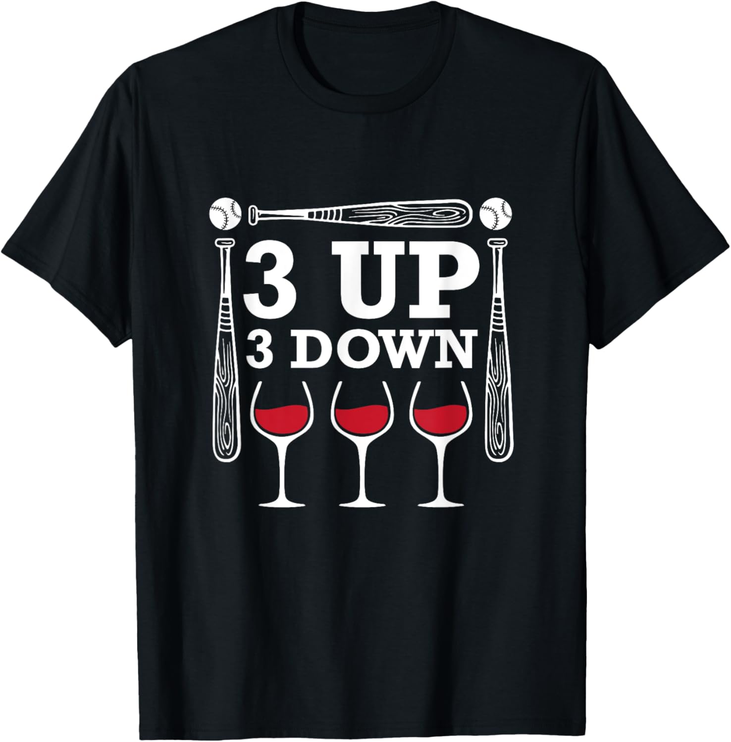 3 Up 3 Down Wine Baseball