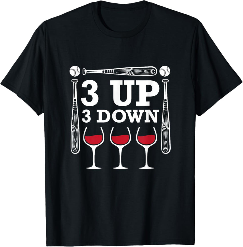 3 Up 3 Down Wine Baseball