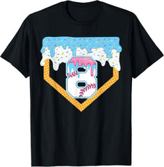 8th Baseball Ice Cream Dripping Baseball Drip Birthday Boys