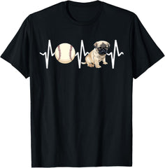Baseball Pug Heartbeat Dog Lover