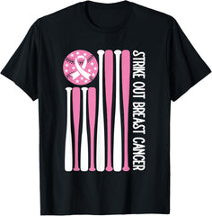 Strike Out Breast Cancer Baseball Lover Pink American Flag