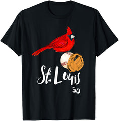 Saint Louis Red Cardinal Tshirt Number 50 Baseball Art