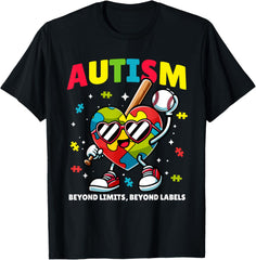 Autism Baseball Heart | Puzzle Awareness Design for Kids