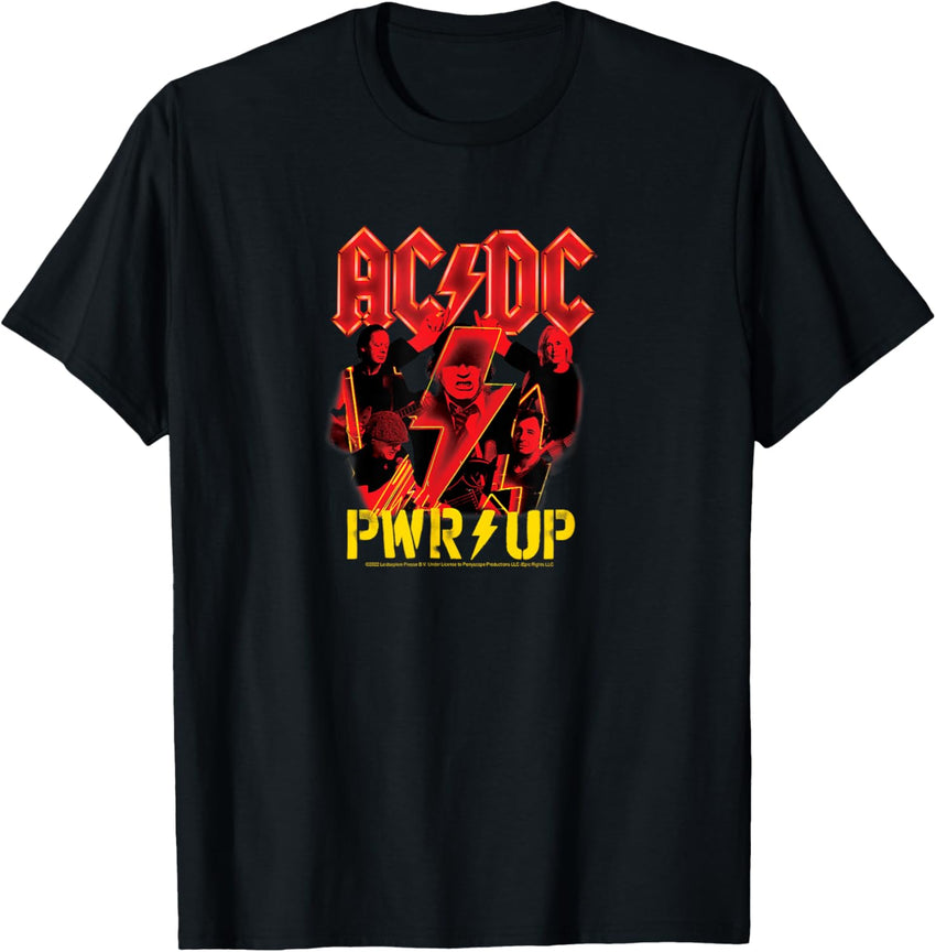 AC\/DC - PWR UP T-Shirt, Black, Small, Unisex, Short Sleeve, V-Neck, Classic Fit, Polyester, Boys, Rock Fans