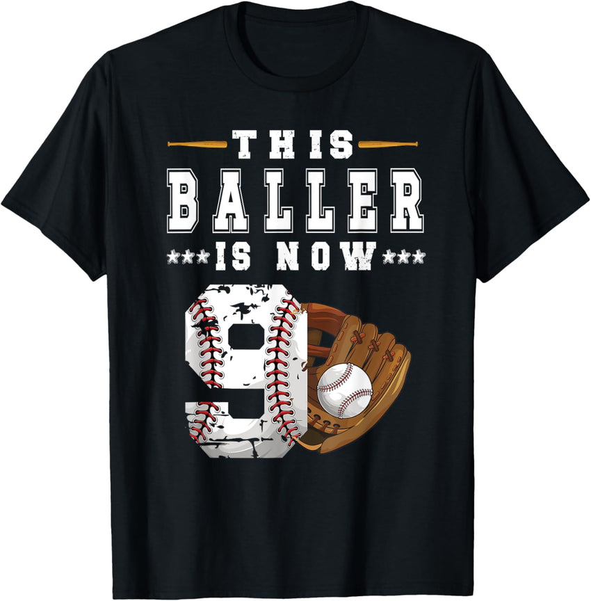 9th Birthday Baseball Boy Nine Year Old Baseball Player