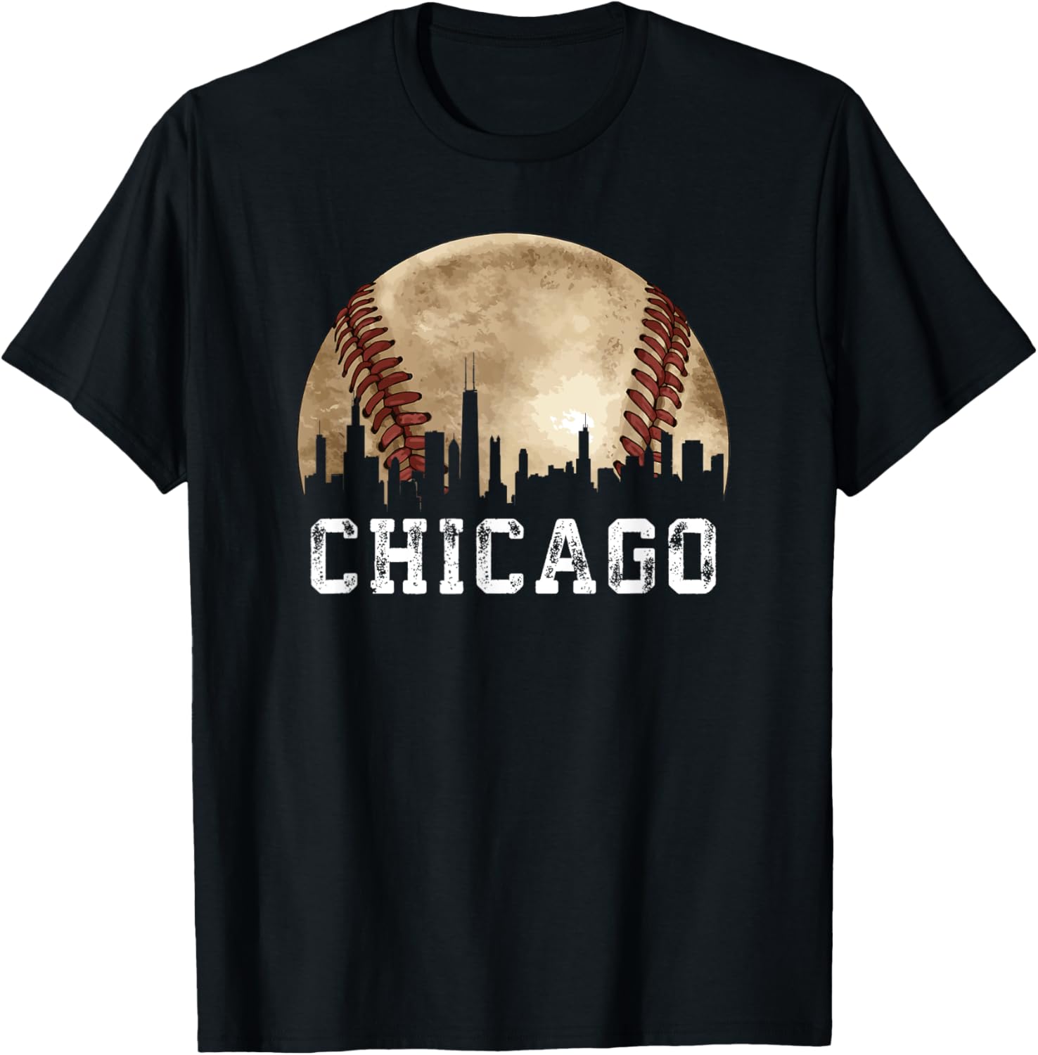 Chicago Skyline City Vintage Baseball Lover