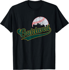 Vintage Oakland Skyline Game Day Retro Baseball