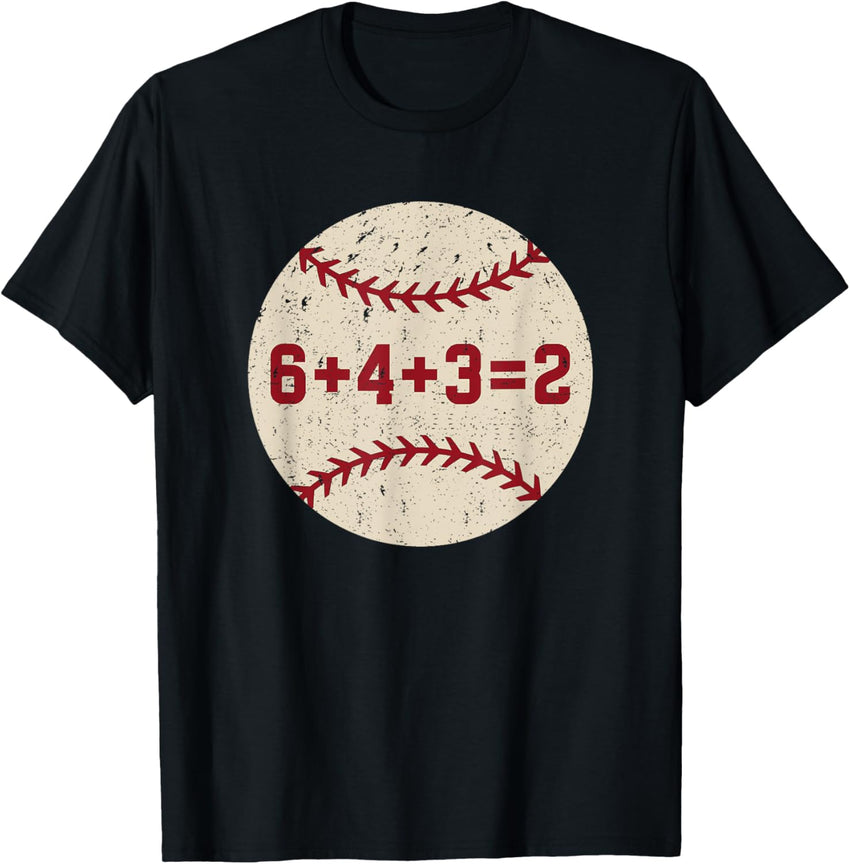 6+4+3=2 Baseball Double Play Retro Funny Baseball Player