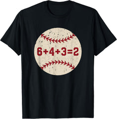 6+4+3=2 Baseball Double Play Retro Funny Baseball Player