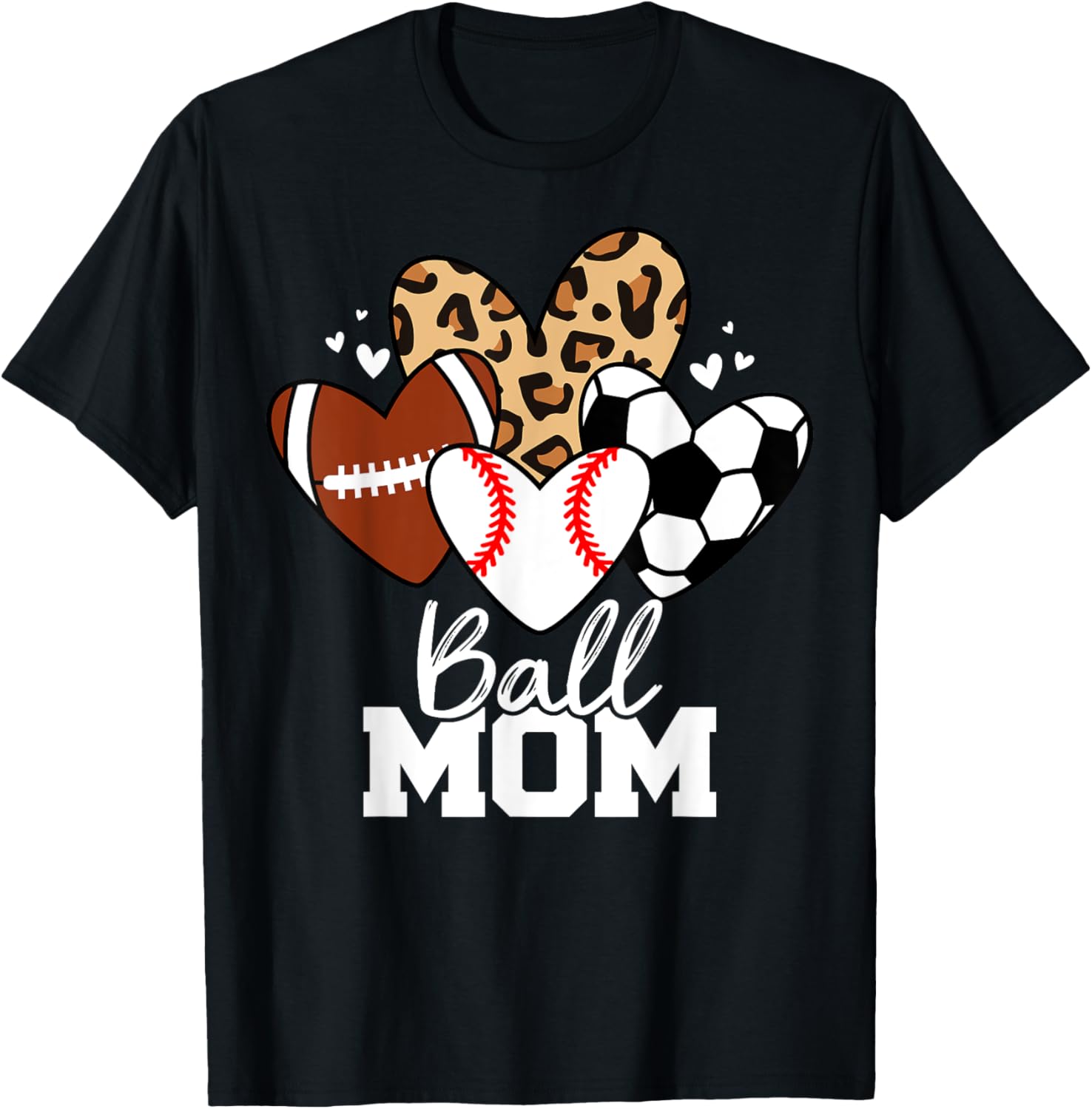 Ball Mom Funny Baseball Soccer Football Mom Heart