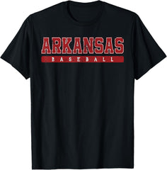 Arkansas Baseball Red Vintage Text