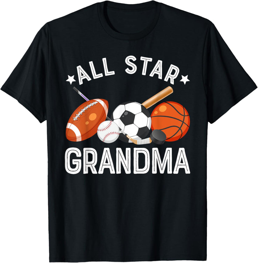 All Star Grandma Of The Birthday Boy Basketball Soccer Sport