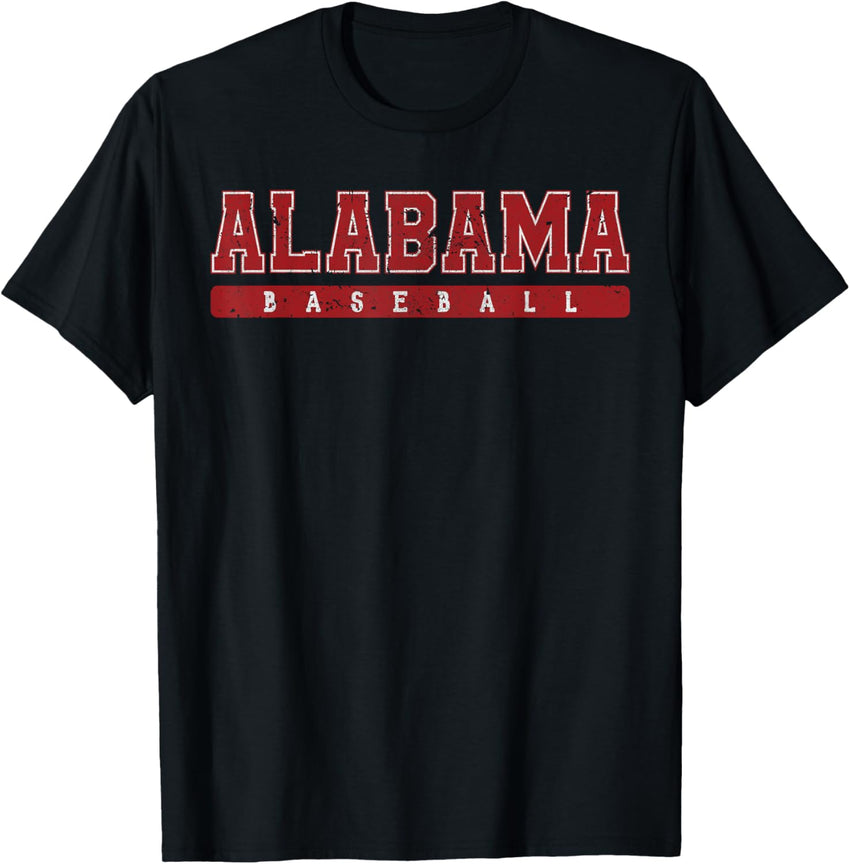Alabama Baseball Red Vintage Text
