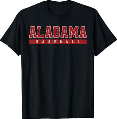 Alabama Baseball Red Vintage Text