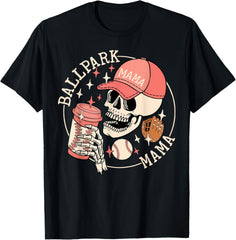 Ballpark Mama Mom Skull Funny Baseball Halloween