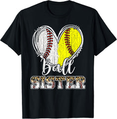 Ball Sister Heart Baseball Softball Sister