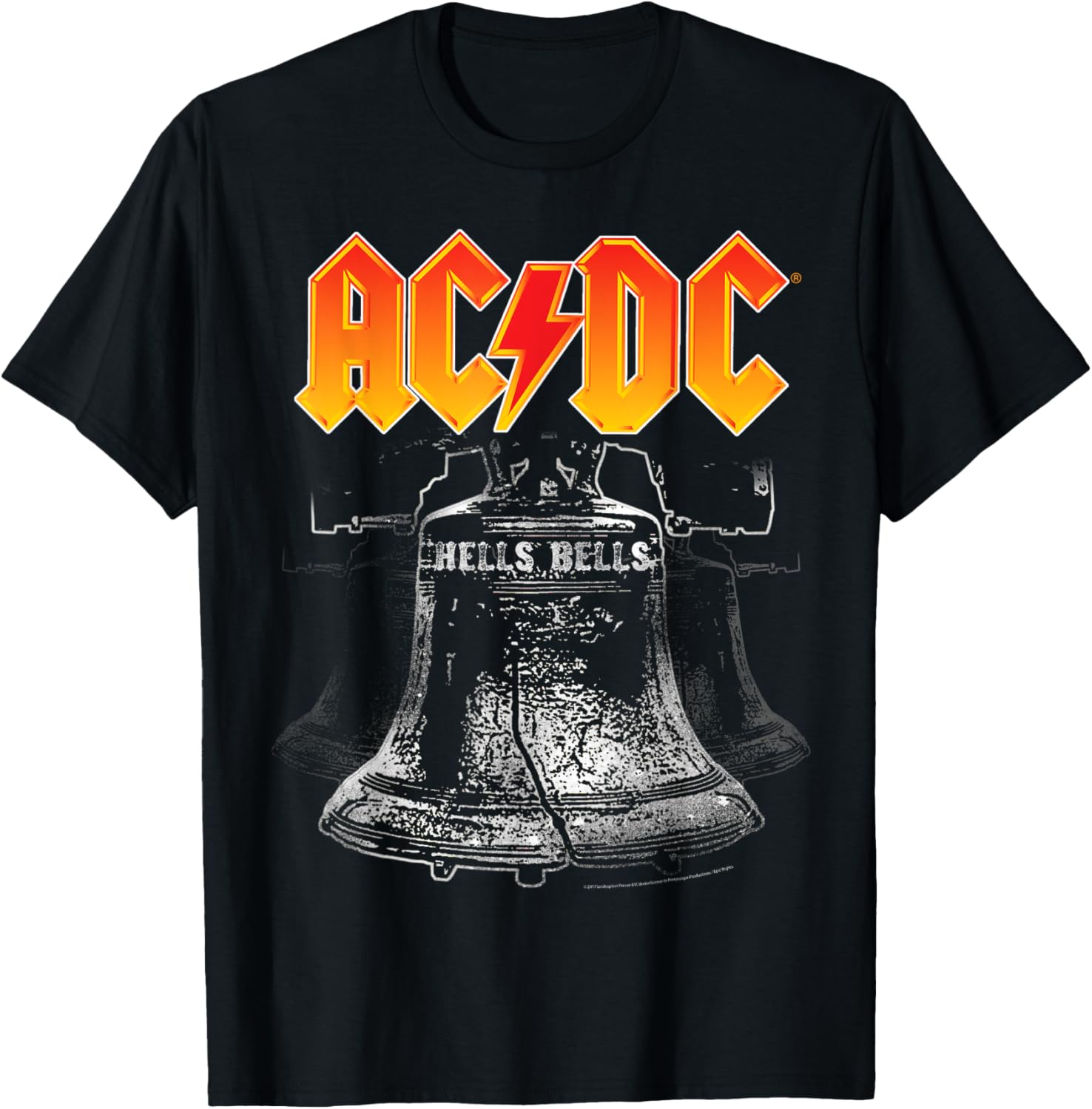 AC\/DC Classic Black Cotton T-Shirt - Hells Bells Design, Casual Fit