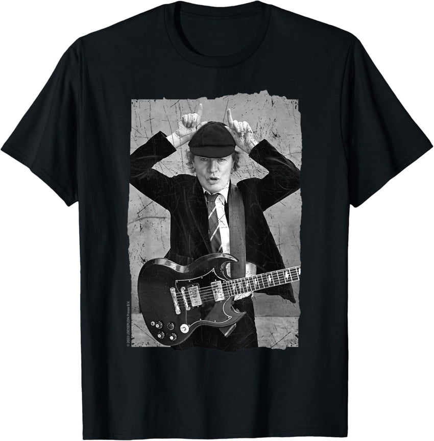 AC\/DC Rock Music Band Angus Young Distressed Photo