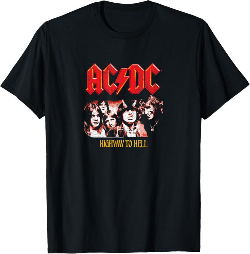 AC\/DC - ACDC Highway To Hell T-Shirt - Black - Small - Men's - Unisex - Modern - Music - Letter Print - Short Sleeve - T-Shirt - Crew Neck - Pull On - Cotton Blend - Machine Wash