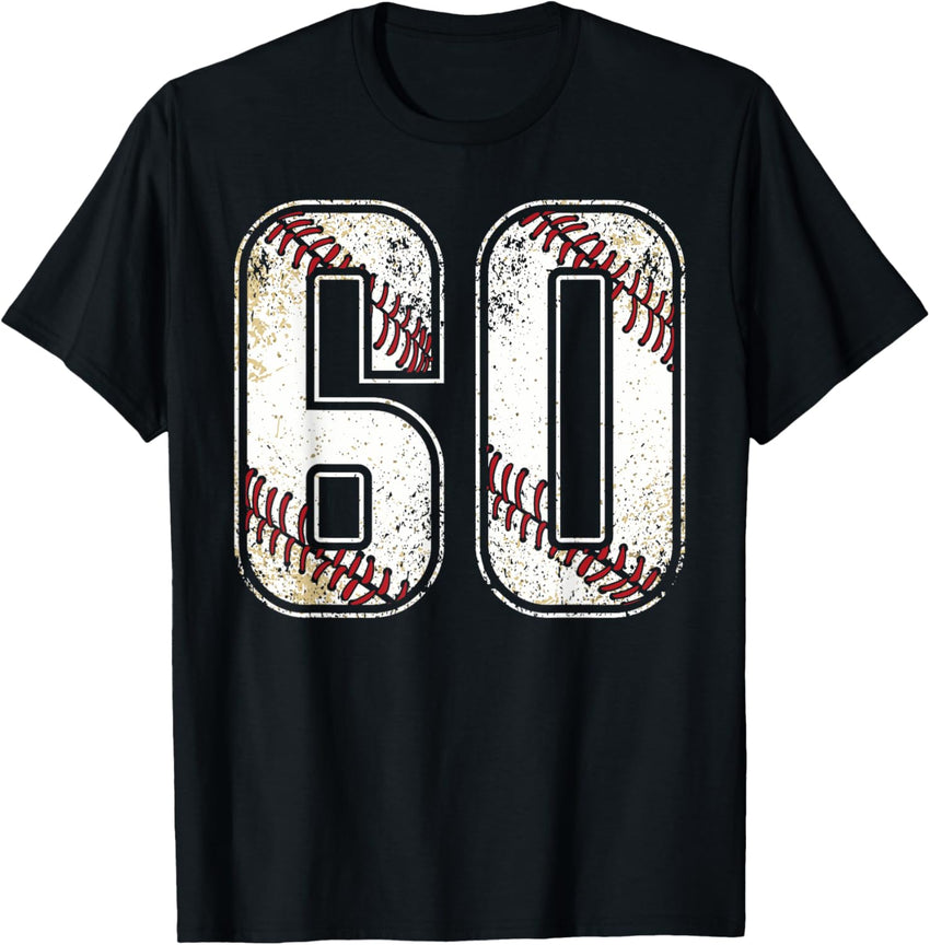 #60 Baseball Jersey Number 60 Vintage Retro Birthday Gift