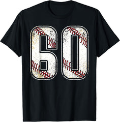 #60 Baseball Jersey Number 60 Vintage Retro Birthday Gift