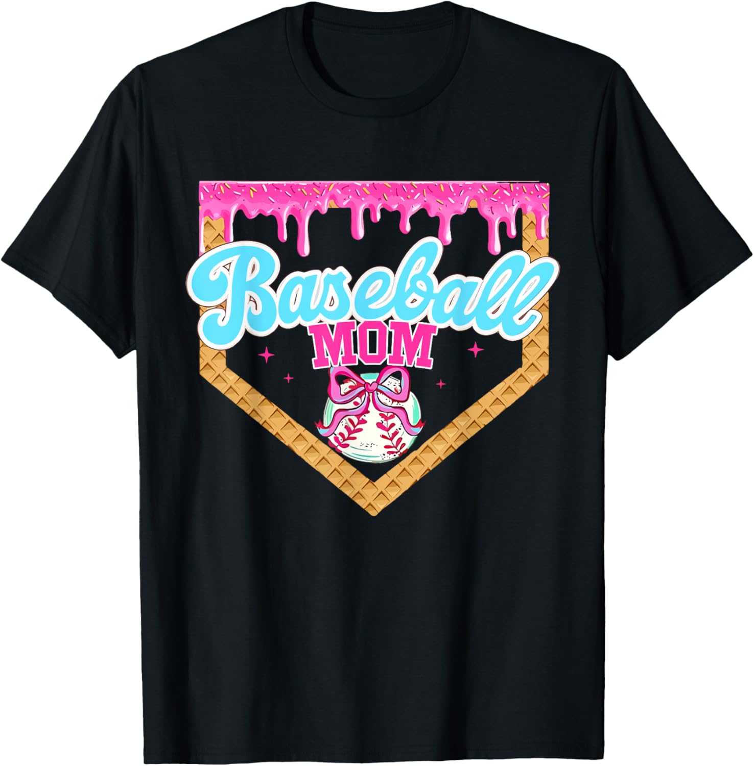 Baseball Ice Cream Drip Funny Sport Game Day Baseball Mom