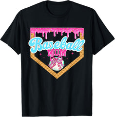 Baseball Ice Cream Drip Funny Sport Game Day Baseball Mom